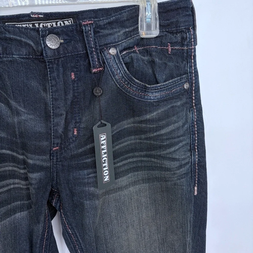 Affliction Gage Jeans Size 34 Mens Denim Biker Grunge Distressed Grunge Dark Y2K
